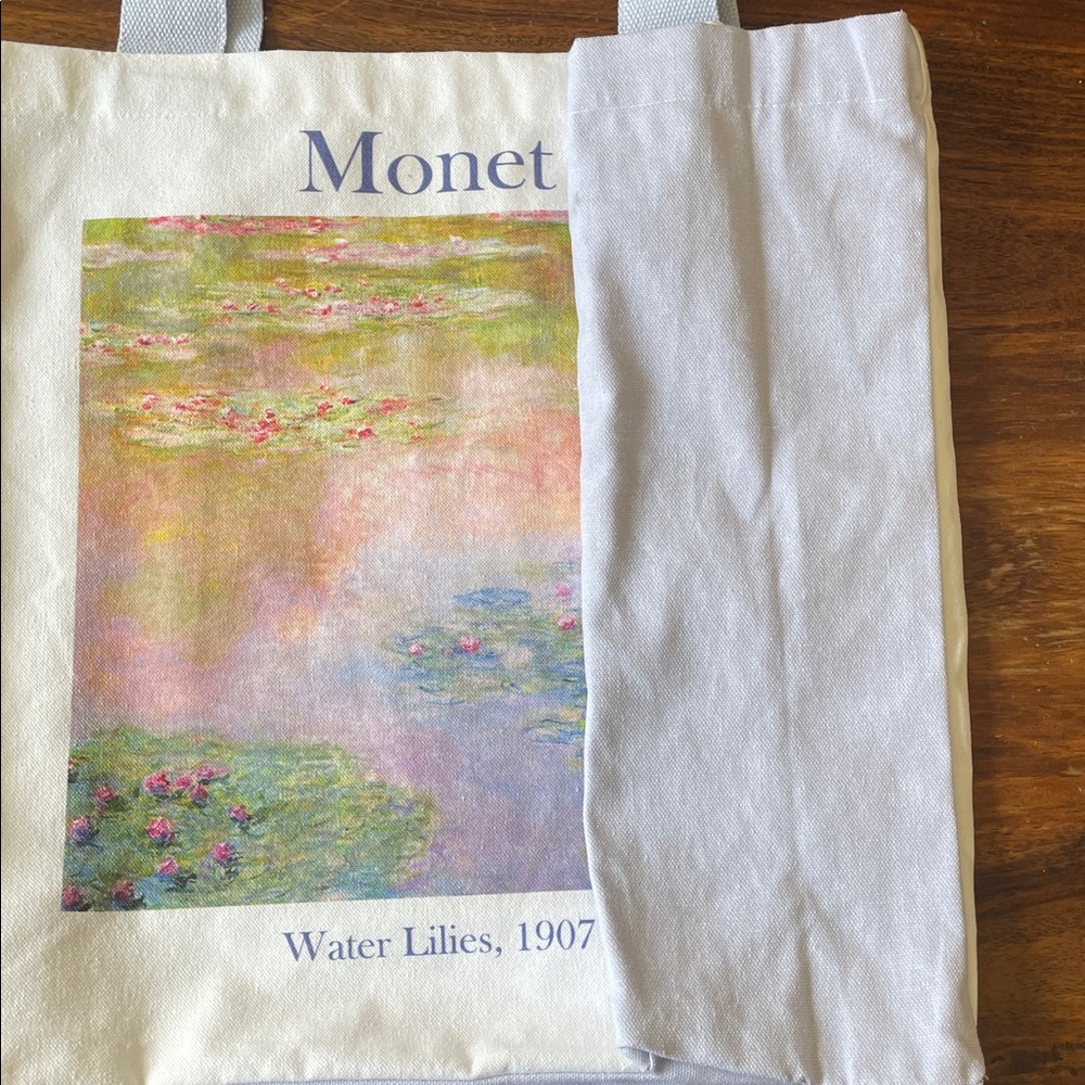 NWT NEW Water Lilies 1907 by MONET 100% Cotton Canvas Tote Bag - Picture 5 of 15
